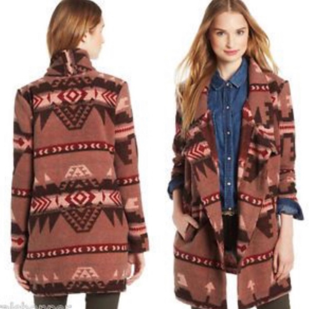 BB Dakota Brown and Pink Patterned Coat